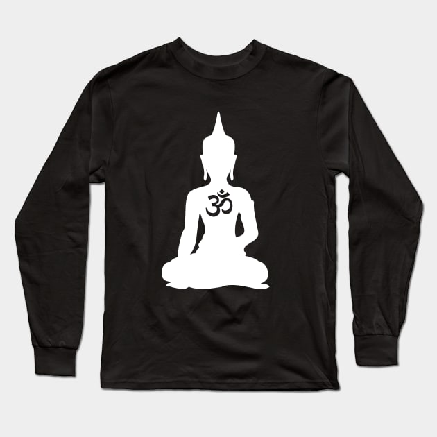 Om White Buddha Long Sleeve T-Shirt by XOOXOO